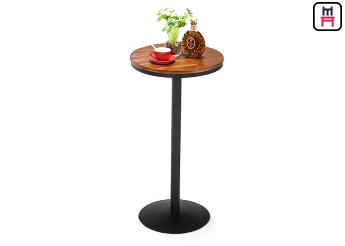 22'' Diameter Round Restaurant Bar Tables Solid Wood Metal Base For Two - Four People